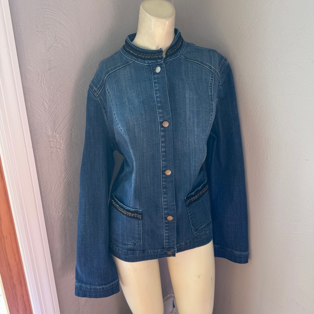 Chicos blue denim jacket size 2 (12/14)